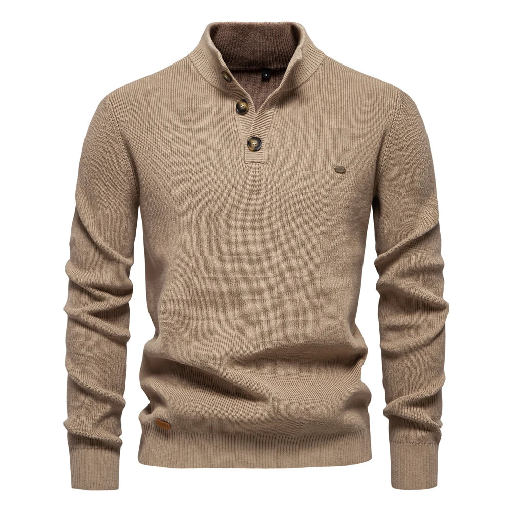 Konrad Stilfuld herrepullover med knapdesign